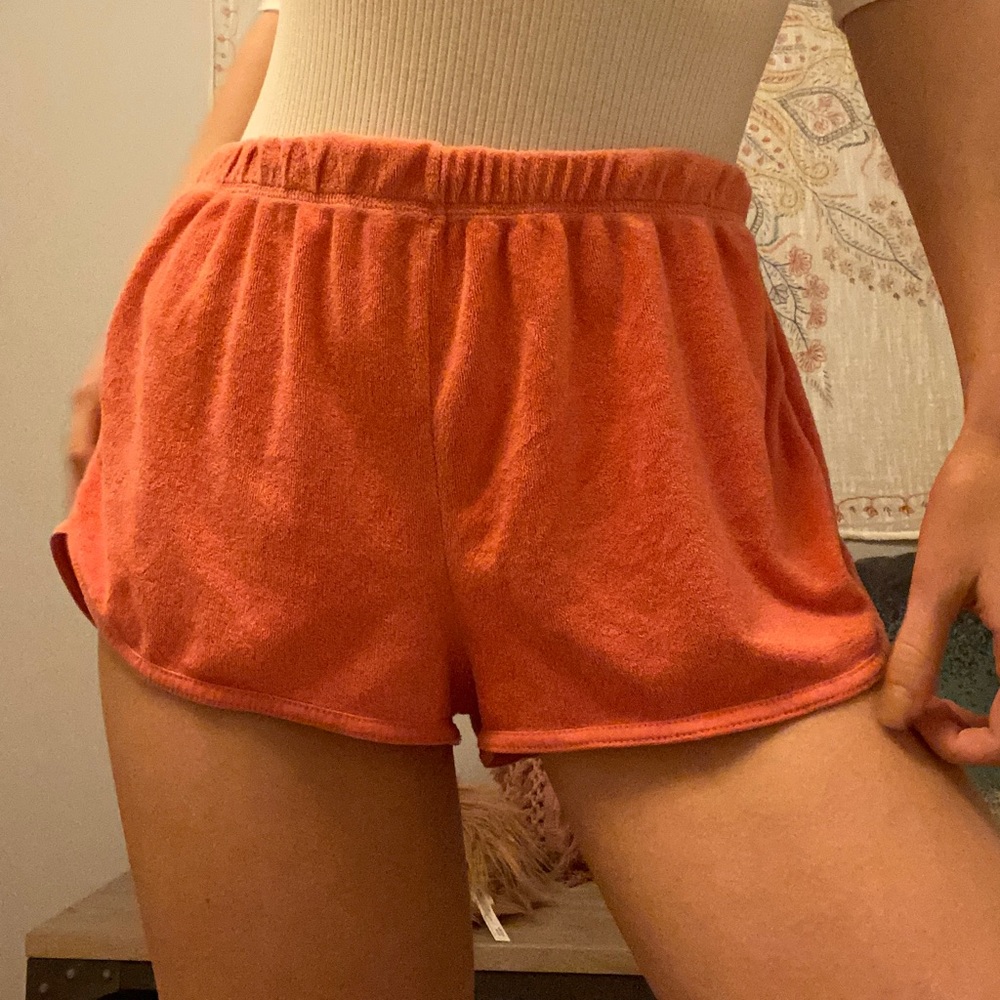 Salmon pink booty shorts